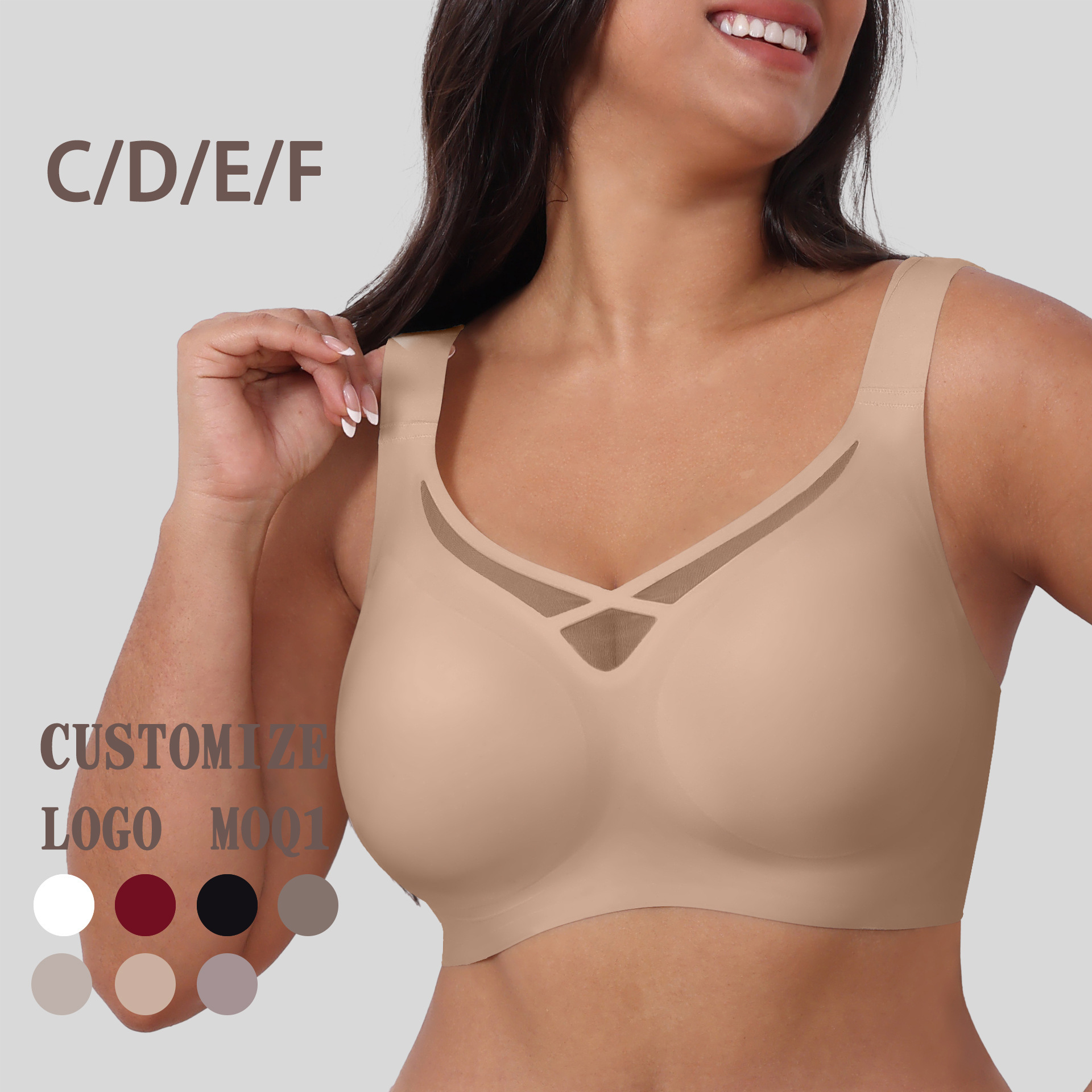 Plus Size Comfort Bra For Women Breathable Mesh Gathered Design To Make Large Breasts Appear Smaller And Prevent Sagging_voghion.com