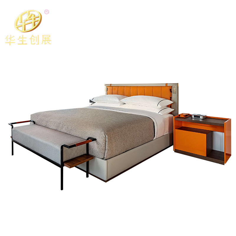 Modern Simple Hotel Luxury Standard Room Furniture Five-star Hotel Furniture Suite Panel Big Bed Processing