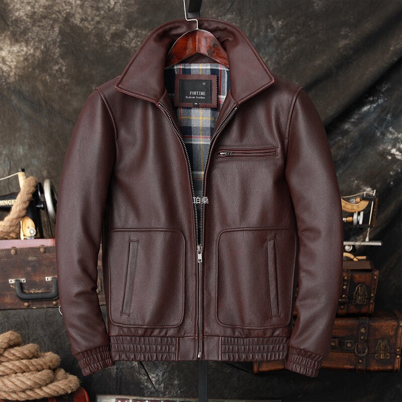 Rarely Available Quality Goods: Large Size Flight Suit A2 Pilot Leather Jacket, Genuine Top-Layer Leather, Men's Loose-Fitting Leather Coat