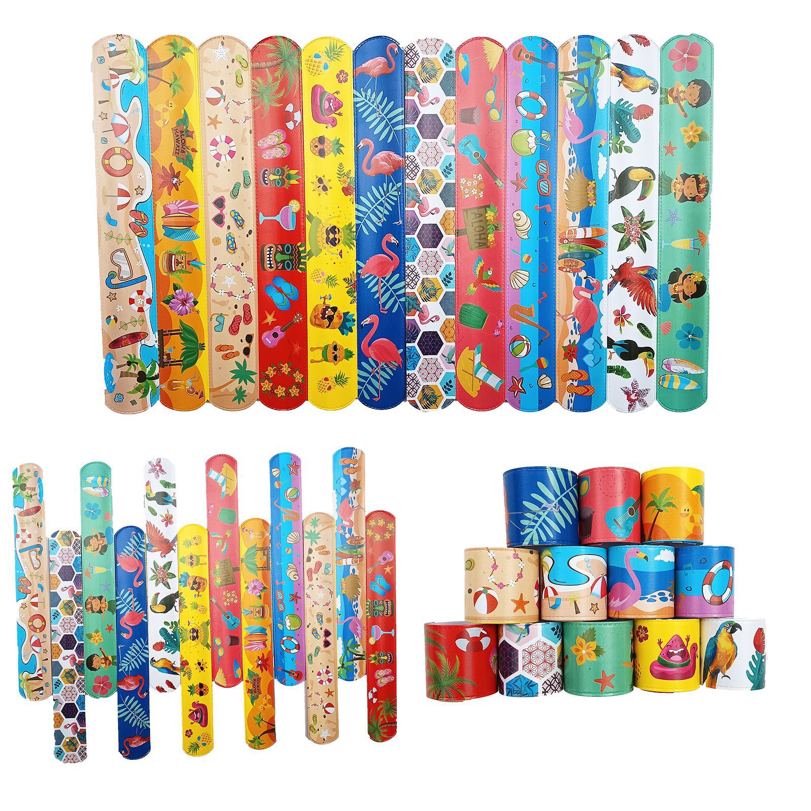 Hawaiano Snap anillo Flamingo partido Snap anillo pulsera planta tropical correa de muñeca