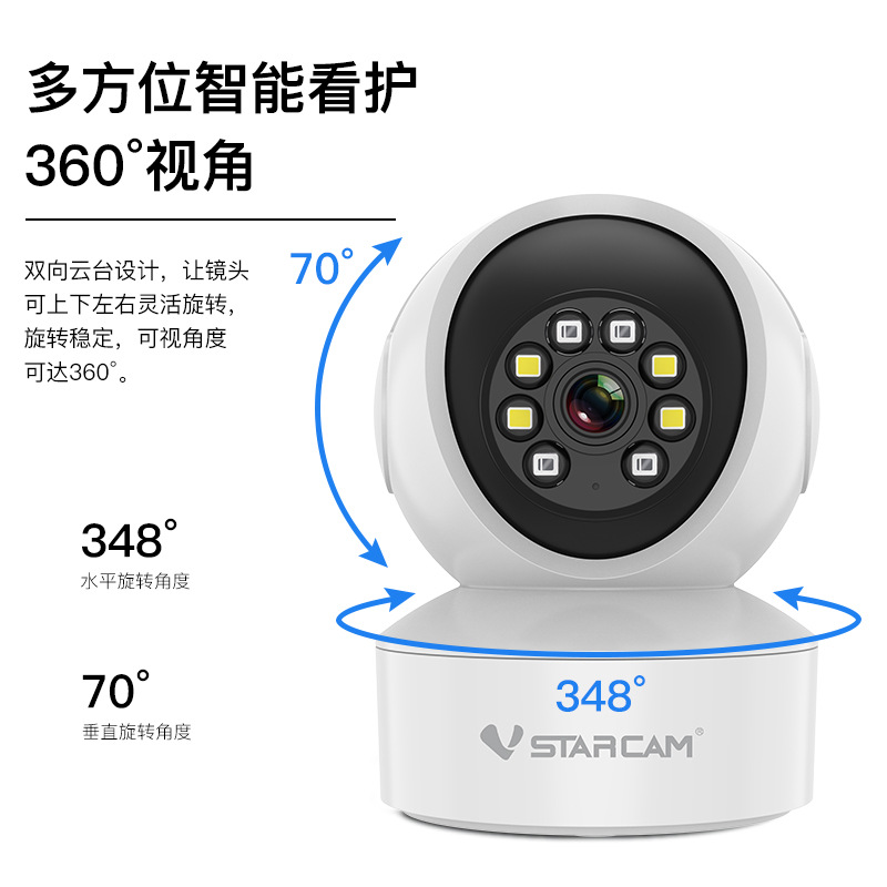 Suministro exclusivo transfronterizo de cámara WIFI nueva de 25 años, red inalámbrica de alta definición para interiores conectada a un teléfono móvil remoto 360 en casa