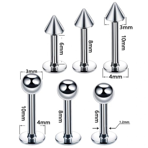Cross-border G23 titanium steel inner tooth labial bar spherical pointed conical labial bar lingual bar ear bone bar body piercing jewelry