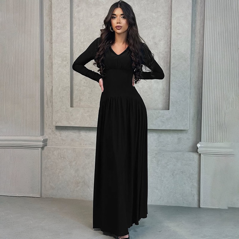Hot-Selling Women's Fashion 2025 Summer New Fashionable Elegant Slim Waist Long Sleeve Dress Wholesale_ecoleips.com