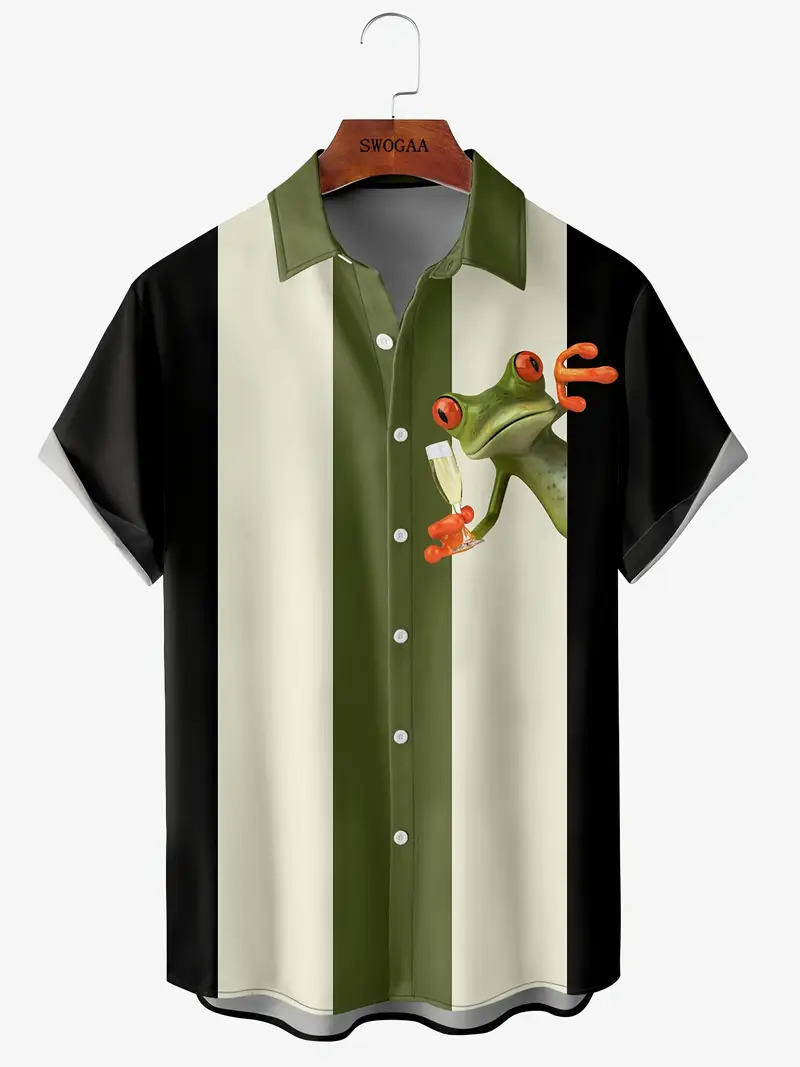 2024 verano nuevo estilo personalidad moda casual todo fósforo fresco y guapo letras camisa de manga corta a rayas MB1