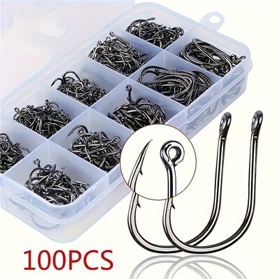 2026 new pattern Cross border On behalf of 100 A fishing hook 10 size carbon steel Fishing hook