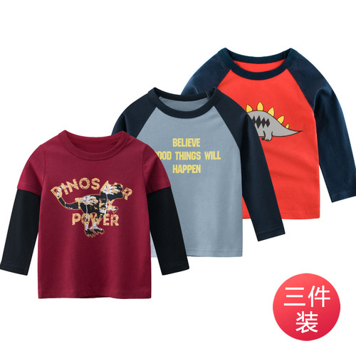 2024 autumn new Korean style children's clothing, children's long-sleeved T-shirts, boys' bottoming shirts, baby clothes, one agent