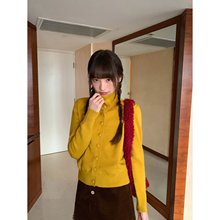 时尚两穿领包扣针织开衫女秋冬新款洋气百搭软糯上衣潮