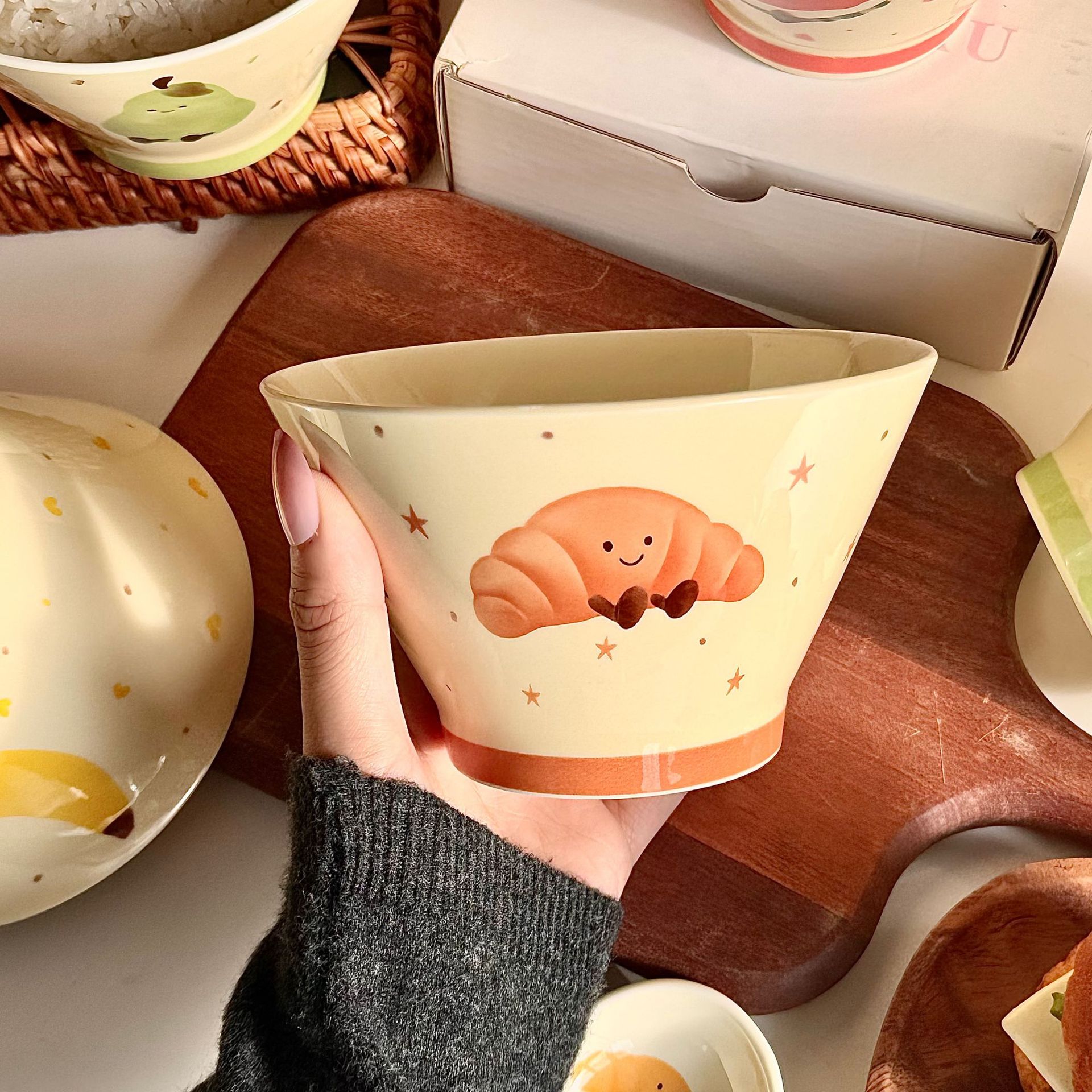 【Croissant】5-inch bamboo hat bowl