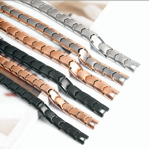 Dongguan Tengda Titanium Steel Bracelet Wholesale Magnetic Stone Bracelet European and American Men's Accessories Stainless Steel Supply