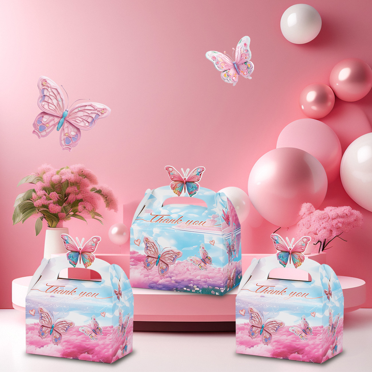 时尚简约活动派对蝴蝶设计礼盒婚礼聚餐聚会礼品礼物收纳包装盒