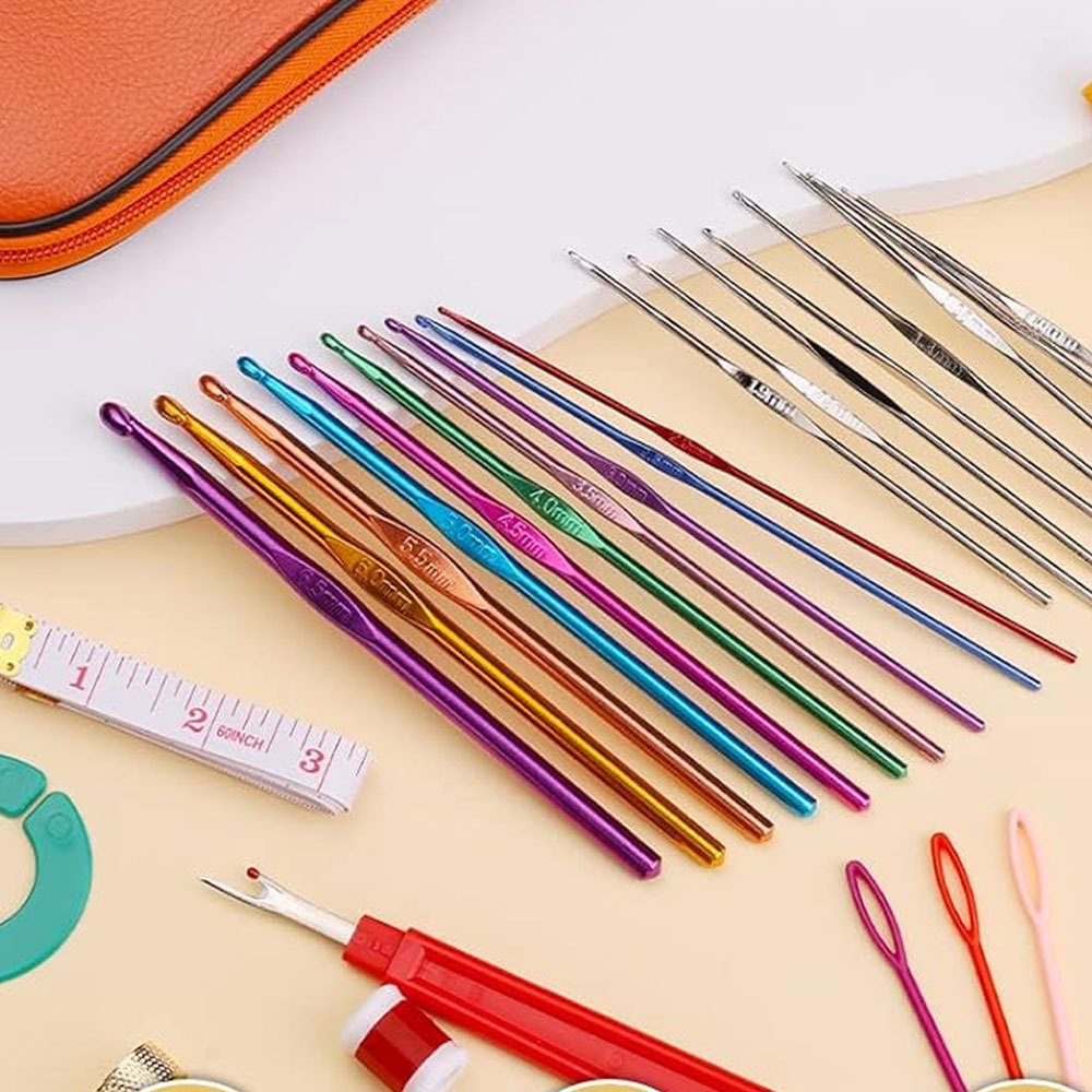 Nuevo juego de crochet de metal, juego de crochet de lana de alúmina de color, juego de gancho de múltiples piezas de herramienta tejida