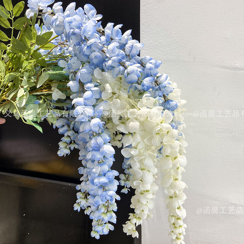 Simulated Abberley Giant Wisteria Flower Long-Stemmed Plastic Artificial Flower Silk Flower Indoor Living Room Decoration Wedding Room Decoration Flower