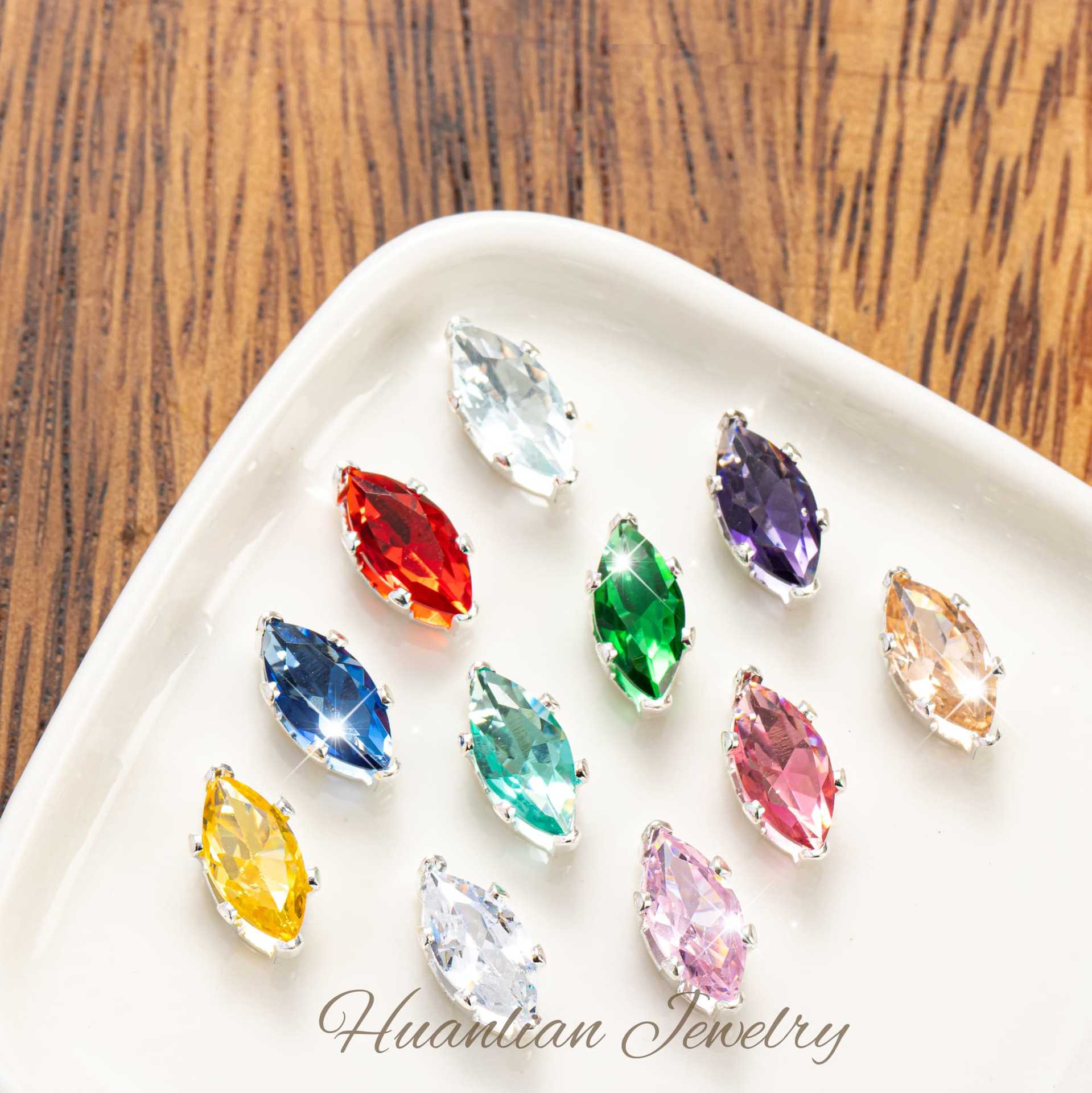 Hot Selling Hexagonal Marquise Claw Diamond Synthetic Colorful Marquise Claw Zirconium DIY Clothing Wedding Dress Handmade Material Accessories