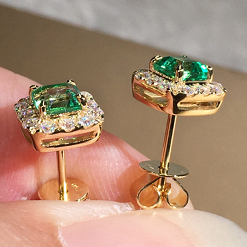 1 Pair Quantity Daily Occasion 1 Pair Lady Square Inlay Copper Zircon Ear Studs
