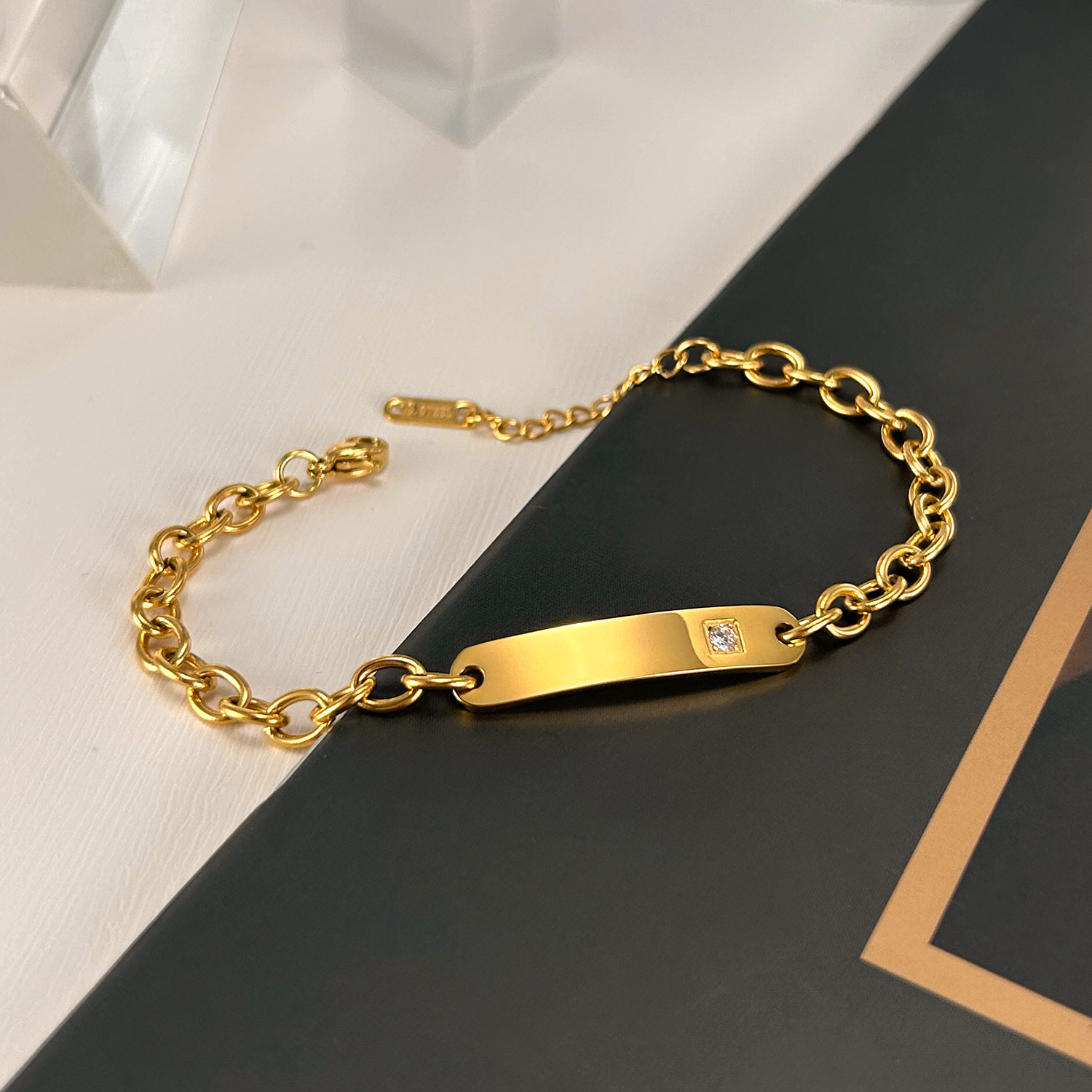 INS Japanese and Korean style simple personality bend brand jewelry wholesale trend Joker DIY stainless steel bracelet women's jewelry