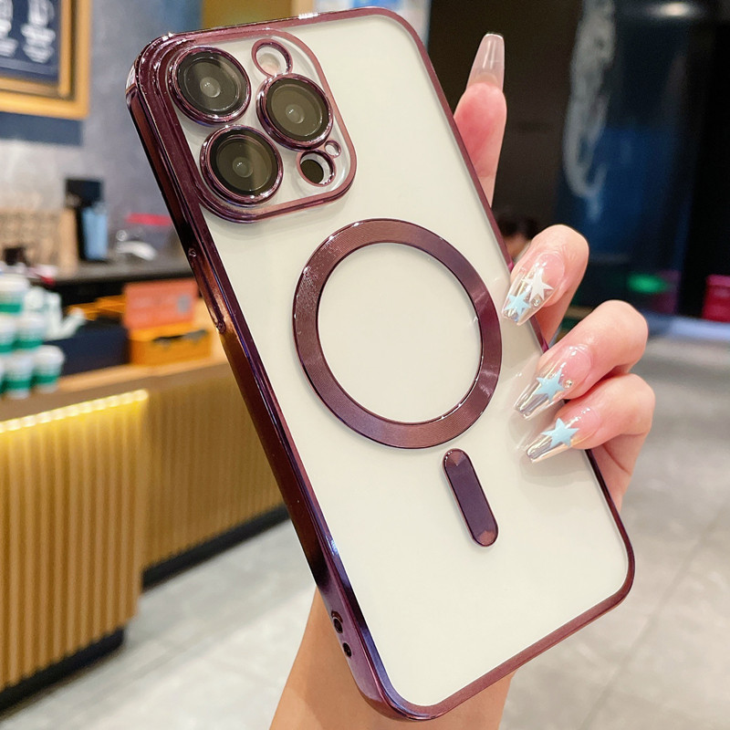 Funda para teléfono iphone16promax 16 transparente 16plus magnético Apple 15 patrón de CD suave 14 nicho 13