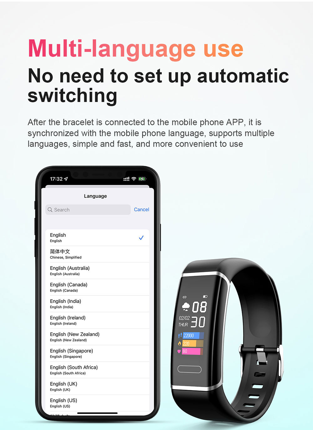 Title 19, Braccialetto CT6 Smart Motion Meter Step Scherm...