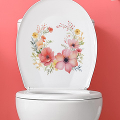 新款fun-m49文藝水彩花朵葉子組合浴室衛生間馬桶貼牆貼紙批發