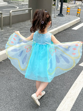 女童2024年夏款新款蝴蝶翅膀纱裙一件代发童装网红六一表演连衣裙