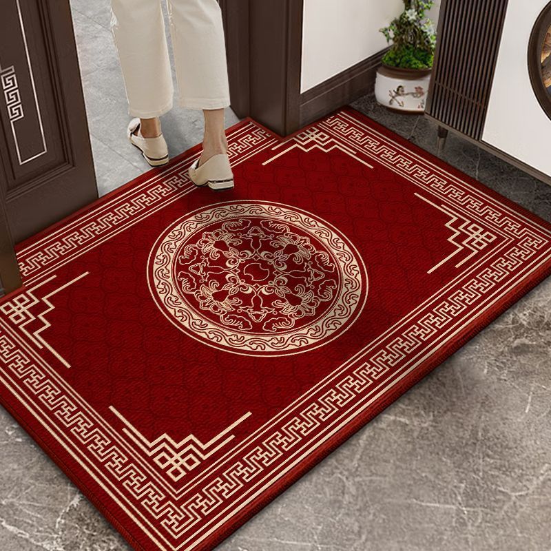 Red Chinese-Style Entrance Door Floor Mats, Entrance Door Mats, Carpet Door Mats, Stain-Resistant, Wear-Resistant, Easy to Care For, Festive Household Floor Mats