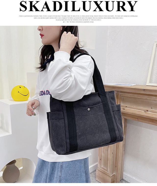 Artistic and simple canvas bag, mother's bag, middle-aged work handbag, cloth bag, large-capacity shoulder bag, women's single-shoulder bag undefined