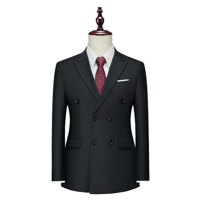 Men's Fashion Casual Double-Breasted Suit Jacket for Foreign Trade and Cross-Border Sales, Large Size Business Solid Color Single-Breasted Blazer Formal Wear