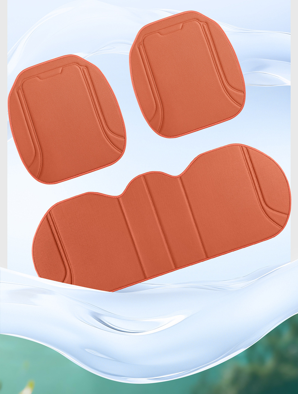 Cross-Border Four-Season Universal Car Seat Cushion New Model Latex Seaweed Fiber Three-Piece Set Non-Slip Summer Breathable Seat Cushion