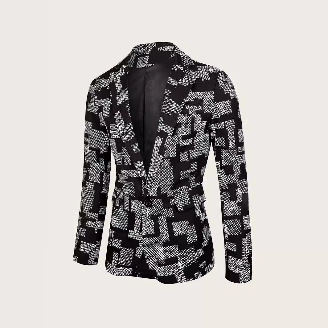 Мужской весенне-осенний новый повседневный костюм, европейский и американский модный красивый пиджак, клетчатый приталенный узор, топ большого размера