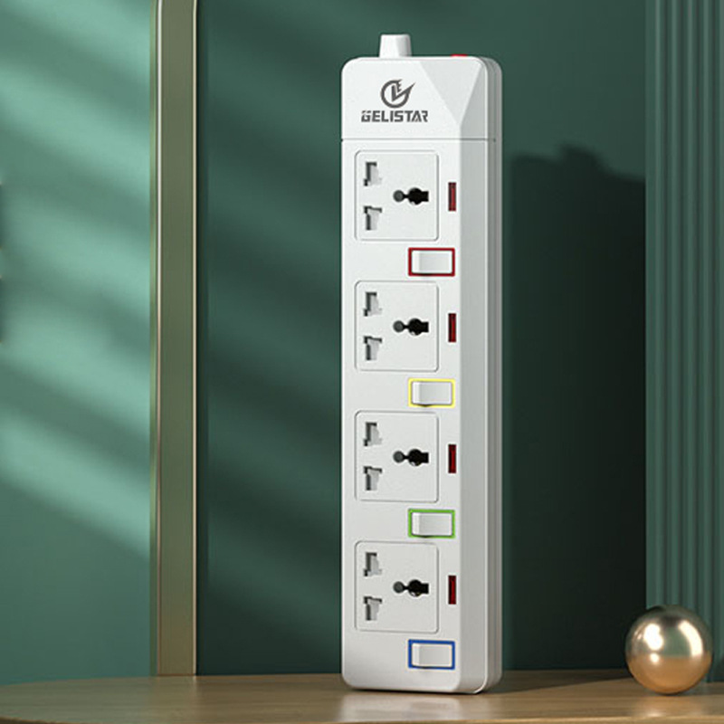 新款多功能单排插线板插板接线板跨境外贸带线2米插排排插