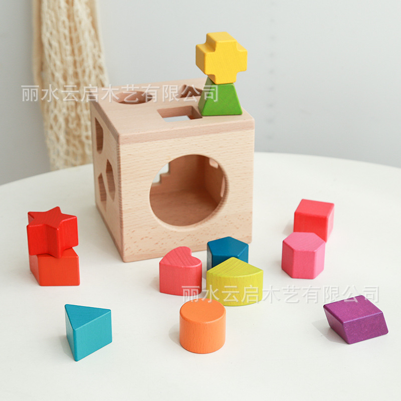 実木原色無漆ケヤキ形状認知ペア早教益智1-2-3早教乳幼児玩具啓蒙