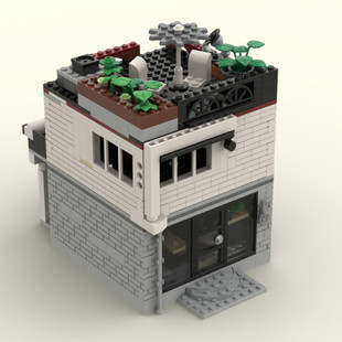 Moc-151456 10291 Alternative Construction: Modular Barber Shop with Interior 857 Particle Count