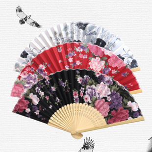 Factory wholesale dance fan wedding fan Spanish fan Lady fan folding fan advertising fan satin cloth fan