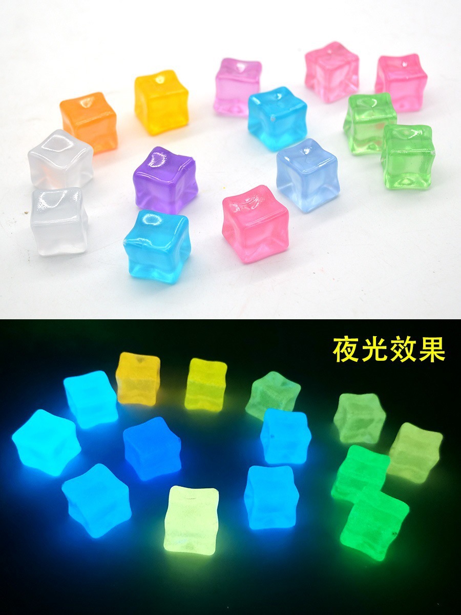 Piedras de cristal de cubo transparente, adornos creativos de bricolaje, cubitos de hielo luminosos, juguetes para niños, piedras luminosas, luminosas de color
