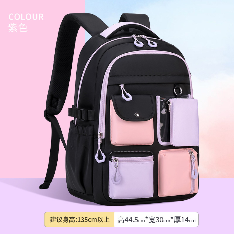 2025 nuevo color de caramelo de escuela primaria quinto grado a la escuela secundaria múltiple bolsillo ocio bolsas escolares de escuela secundaria ligeras de gran capacidad