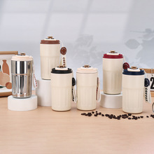 简约智能测温显温咖啡杯316不锈钢保温杯提绳便携弹跳盖直饮水杯