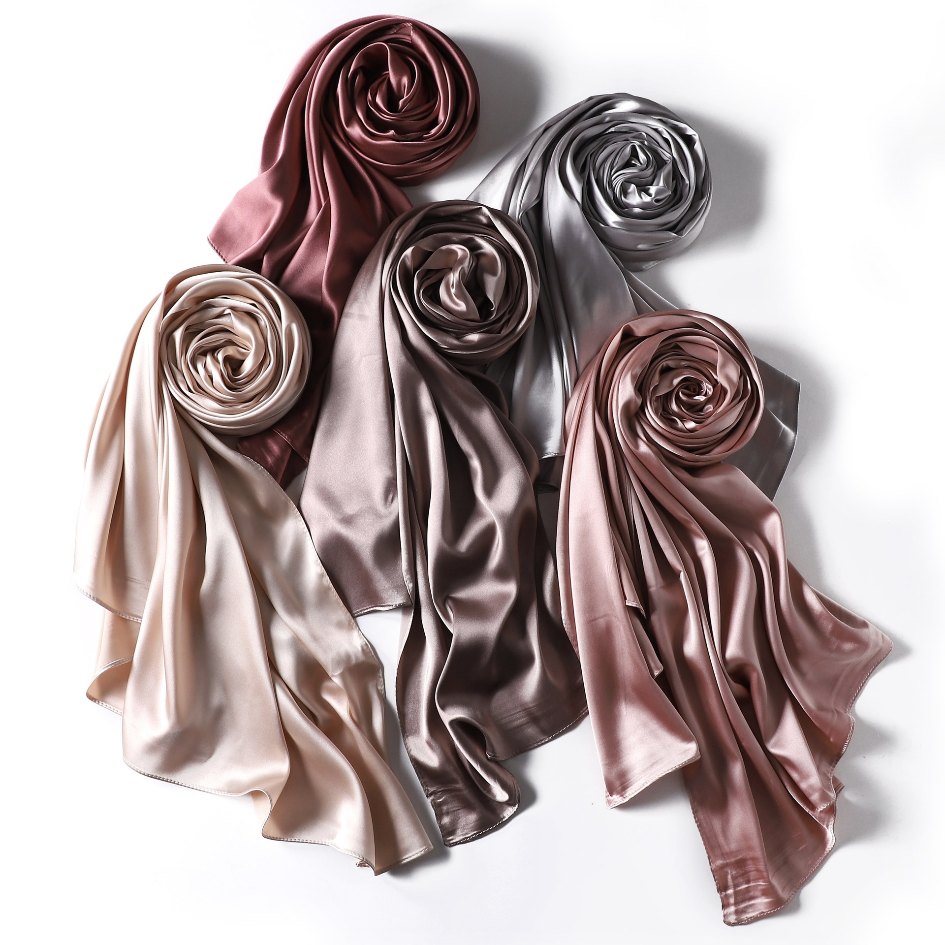 Solid Satin I mitation Lange Indonesische Monochrome Parel Kleur Ding Bag Hoofddoek Cover Vrouwen Zijden Sjaal_voghion.com