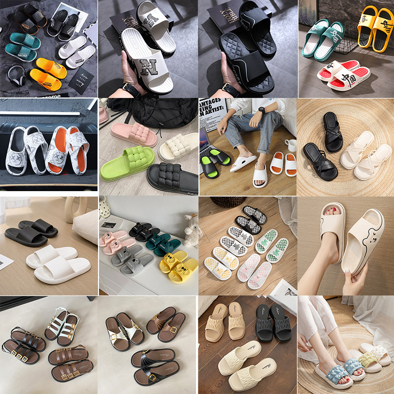 Brand New In-Stock Clearance Sale of Men's and Women's Home Slippers, Wholesale, Fashionable for Outdoor Wear, Random Styles, Non-Slip