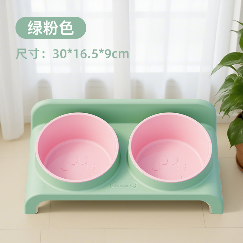 猫碗猫食盆猫咪饭碗双碗斜角狗狗碗喝水宠物喂食碗保护颈椎防打翻|undefined