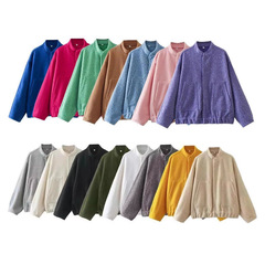 クロスボーダーヨーロッパとアメリカの服 AliExpress INS 人気のスタンドアップカラーポケットルーズボンバージャケット
