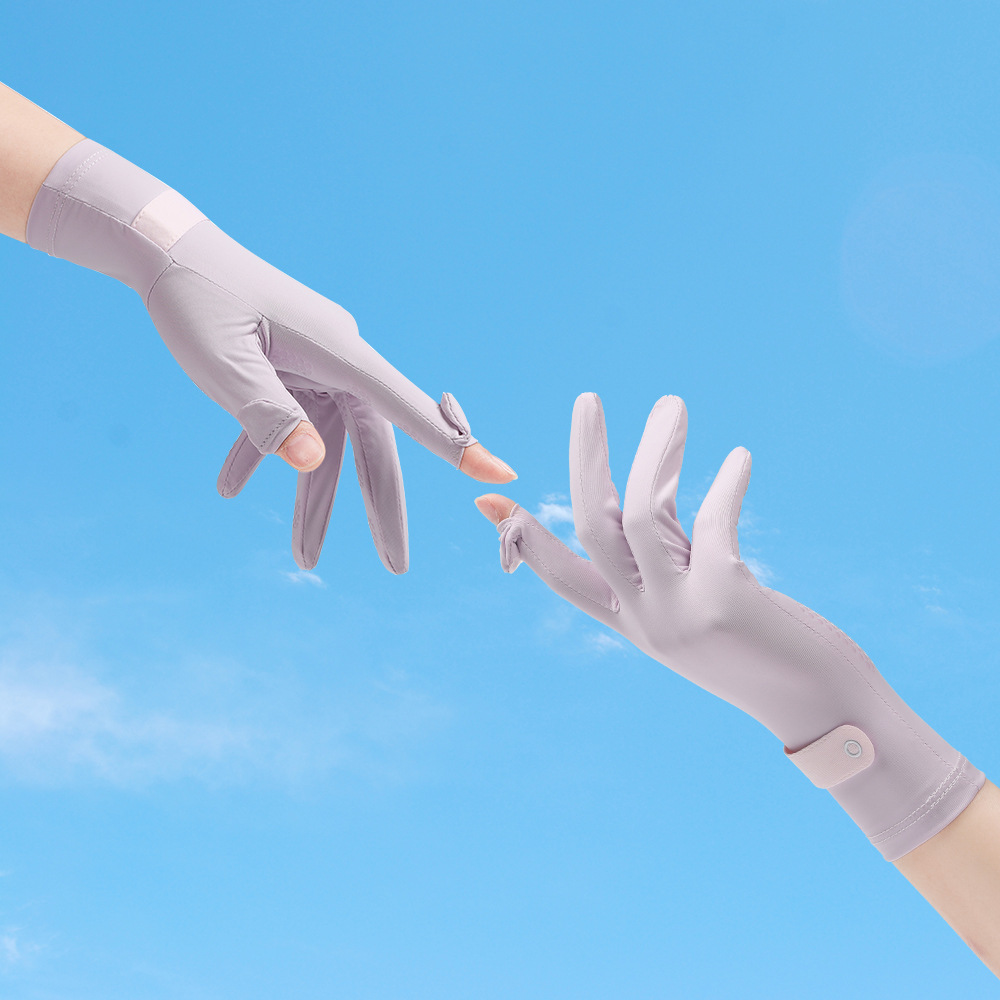 Guantes de protección solar Verano de seda de hielo de las mujeres deportes al aire libre sensibles al hielo fino transpirable antideslizante montar Flip guantes de pantalla táctil