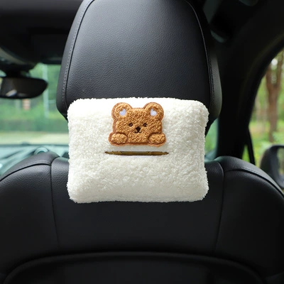 tissue box, Car tissue box/set - lambswool-tissue-box-stickers-three-dimensional-lying-bear