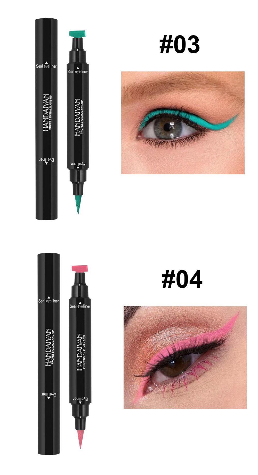 Triangular eyeliner seal color handaiyan eyeliner liquid pen, waterproof, sweat-proof, quick-drying cross-border double-head eyeliner pen undefined