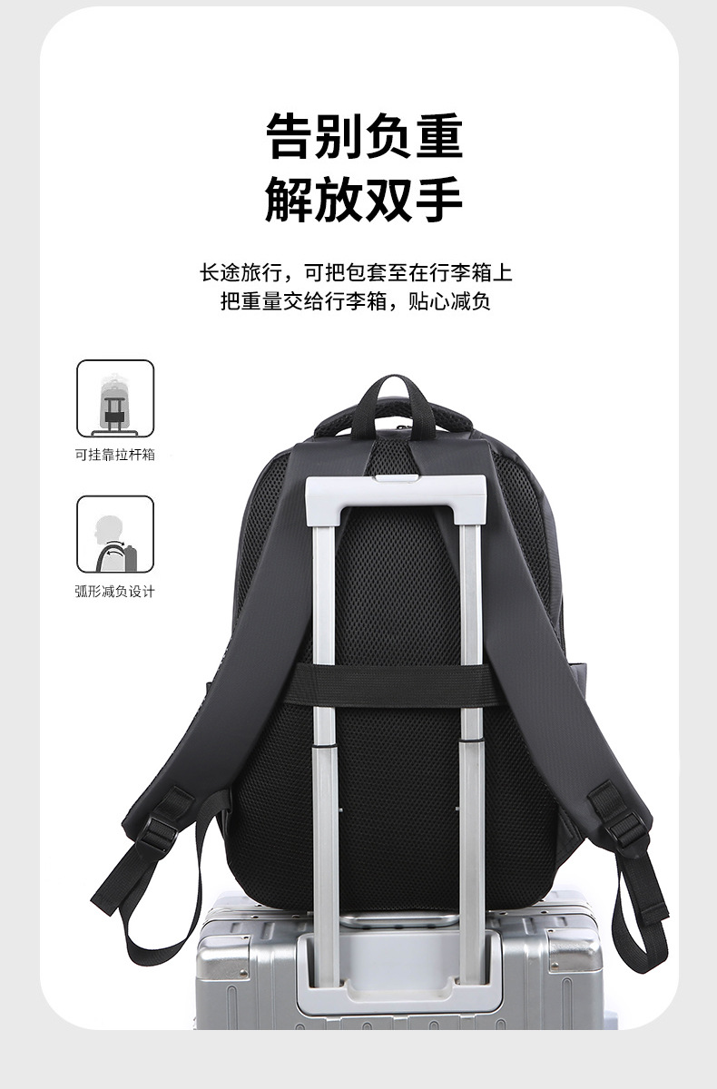Wholesale of in-stock commuting and business backpacks for men, simple and large-capacity USB charging laptop bags, and student schoolbags undefined