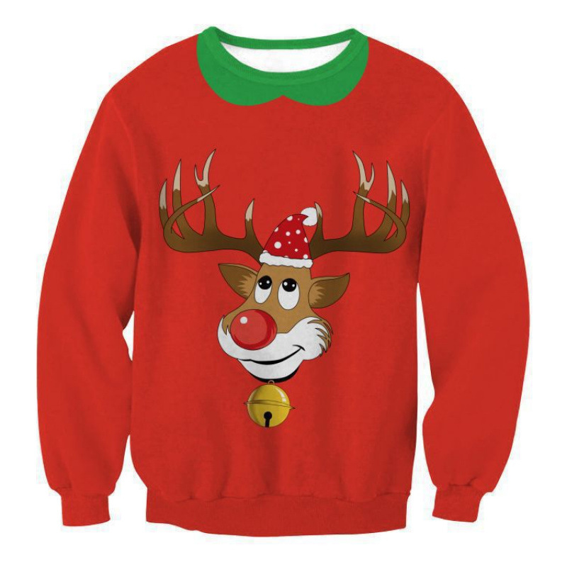 2024 New Spring Christmas 3D Digital Printed Men's Round Neck Thin Hoodie Long Sleeve Casual_voghion.com