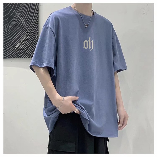 Men's Short Sleeve T-Shirt Trend Brand Instagram Top Summer Teenagers Junior High and High School Students Fat and Large Size Pure Cotton T-Shirt