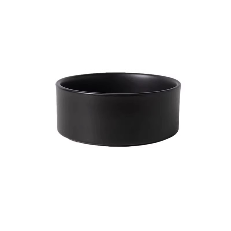 Tazón negro gato tazón de comida para gatos tazón de cerámica para mascotas tazón de arroz tazón de boca oblicua de pies altos antidetonantes protección del cuello
