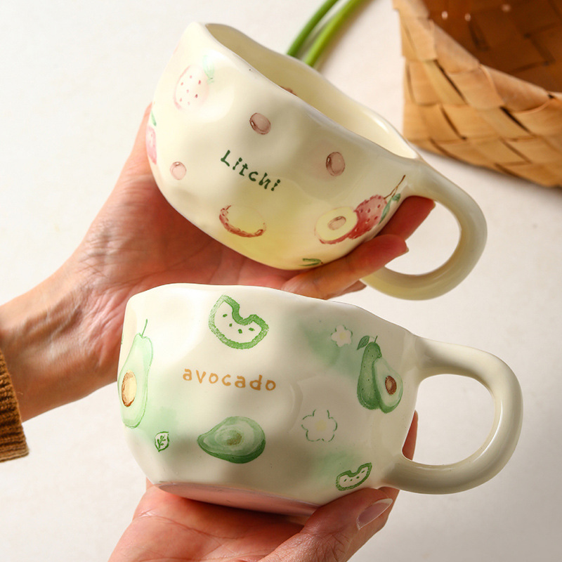 Insert taza de cerámica de flor adorable crema de viento pintado a mano taza de alta apariencia taza de menú de la tarde taza creativa