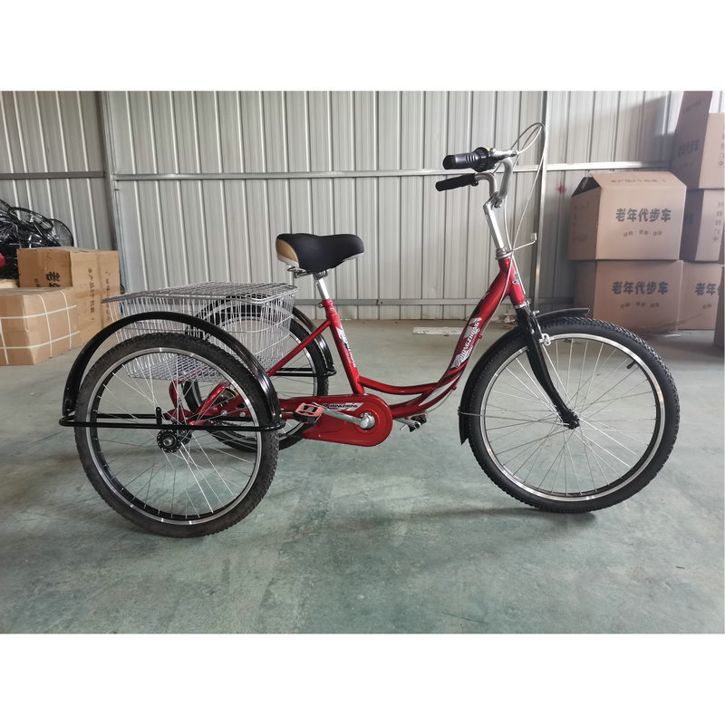 厂家直供24寸人力三轮车脚蹬脚踩代步三轮自行车成人老年人车轻便