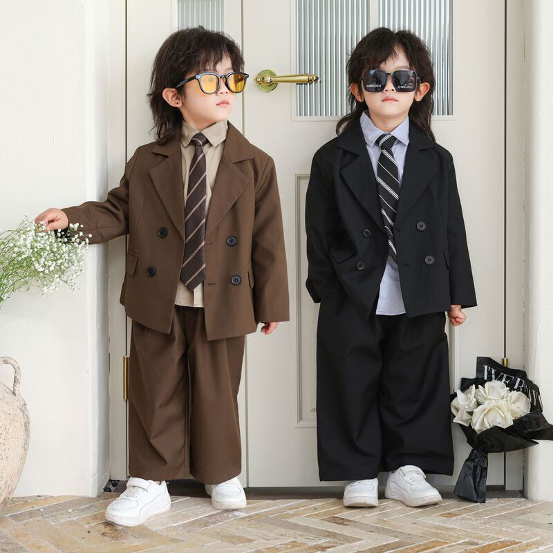 2024 Spring and Autumn New Boys' Suit Korean Loose Casual Children's Small Suit Wedding Flower Girl Speech Dress 2024 Spring and Autumn New Boys' Suit Korean Loose Casual Children's Small Suit Wedding Flower Girl Speech Dress