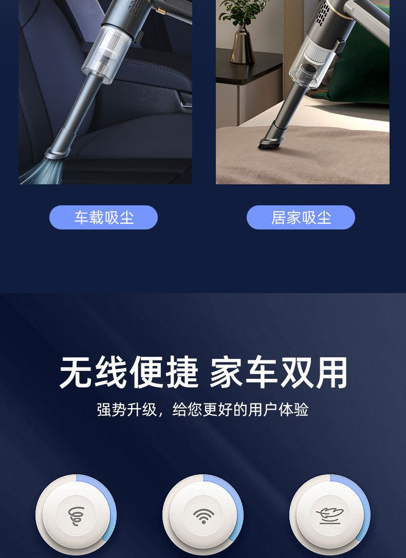 Car Vacuum Cleaner Small Cross-Border Household Handheld Mini Car High-Power Portable Wireless Car Vacuum Cleaner